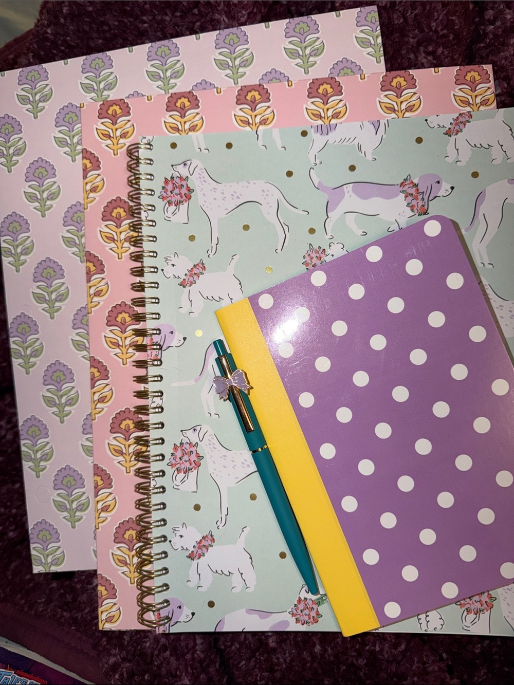 Dog Notebook Set-Various lined paper, matching Bow Pen, 2 Folders, Comp Book